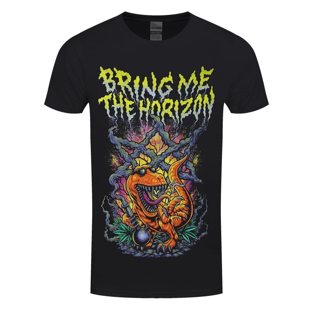 Bring Me The Horizon Smoking Dinosaur Unisex Graphics Black T-Shirt